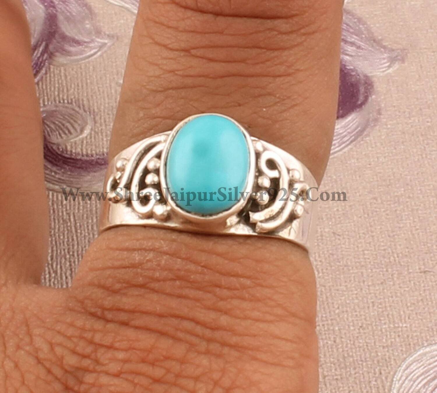 Turquoise Oval Gemstone 925 Sterling Silver Ring, Designer Handmade Solid Silver Ring, Women Wedding Jewelry Gemstone Turquoise Ring For Her
