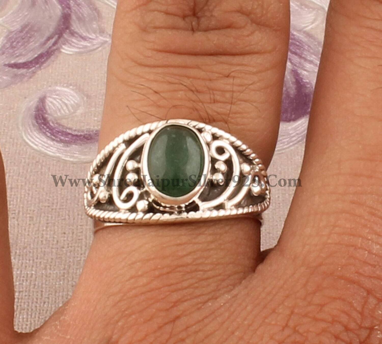 Amazing Green Jade Top Quality Gemstone Ring,March Birth Stone Ring 925-Sterling Silver Ring,Beautiful Ring,Girls Ring Finger RingBirthstone