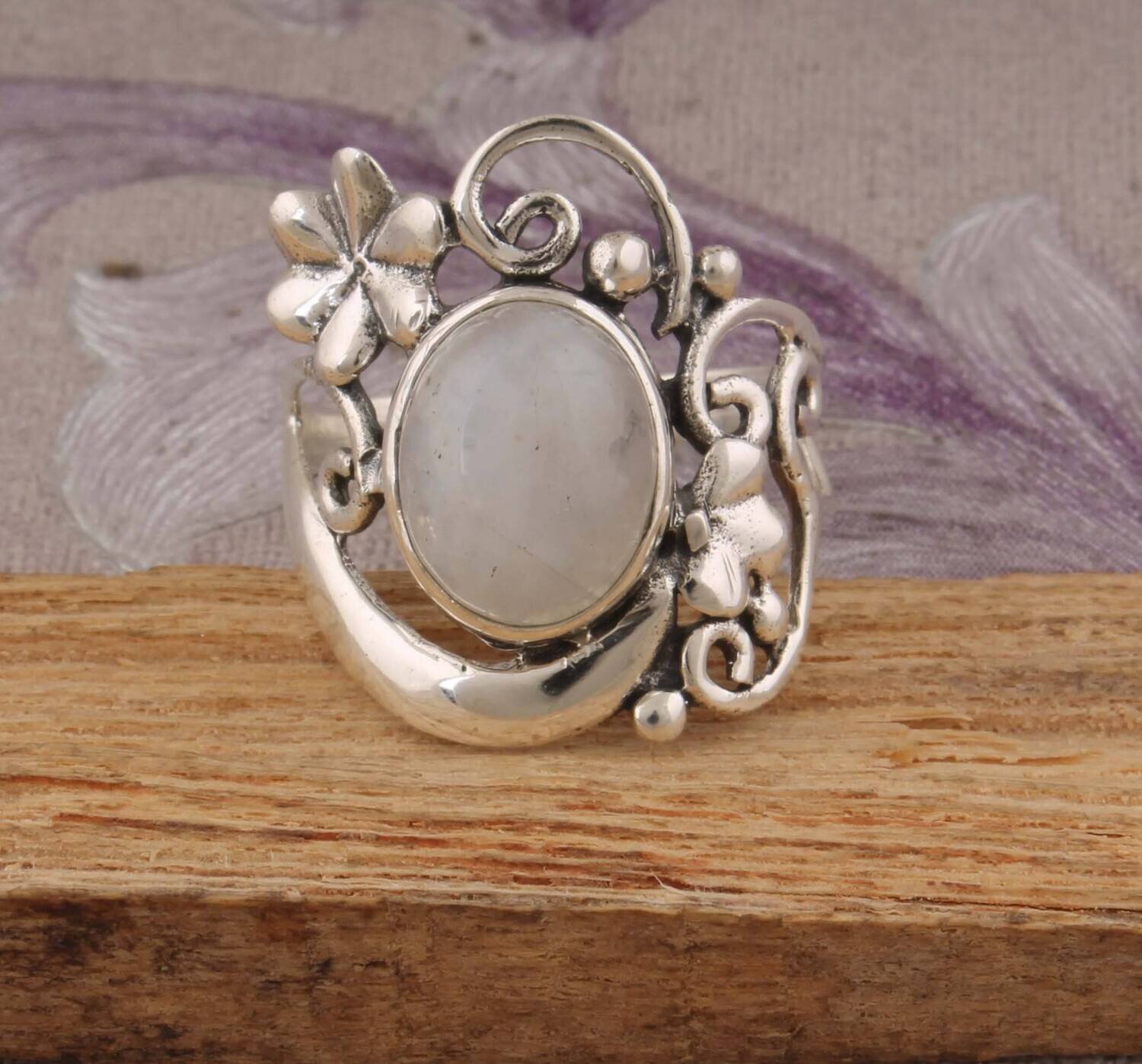 Top Quality Rainbow Moonstone Gemstone Ring, Cabochon Blue Fire Oval Shape Stone Ring 925-Sterling Silver Ring,Middle Finger Ring Gift