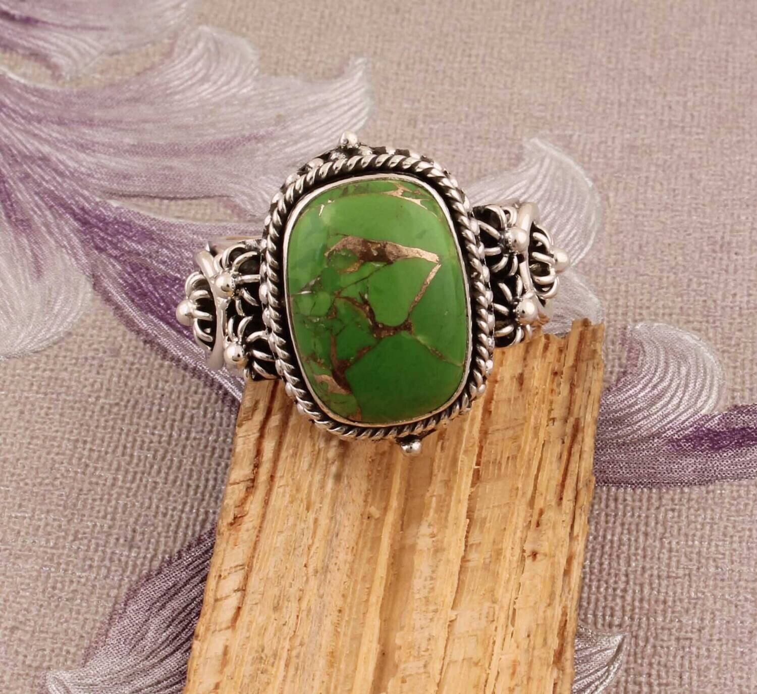 Turquoise Ring, Composite Turquoise Sterling Silver Ring,Boho Ring,Twisted Band Ring,Dainty Rings,Top Selling Item Gift For HerBirthstone