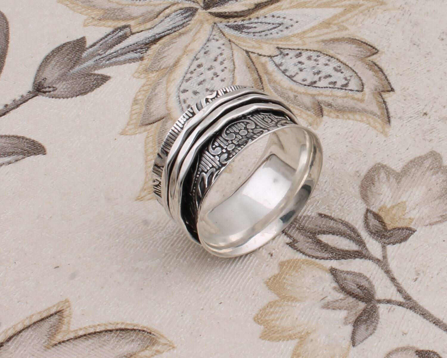 Big Size 925 Sterling Silver Ring (SPINNER RING)- Silver Spinner Ring-925 Sterling Silver thumb Ring-Silver Band RingCyber2021Birthstone