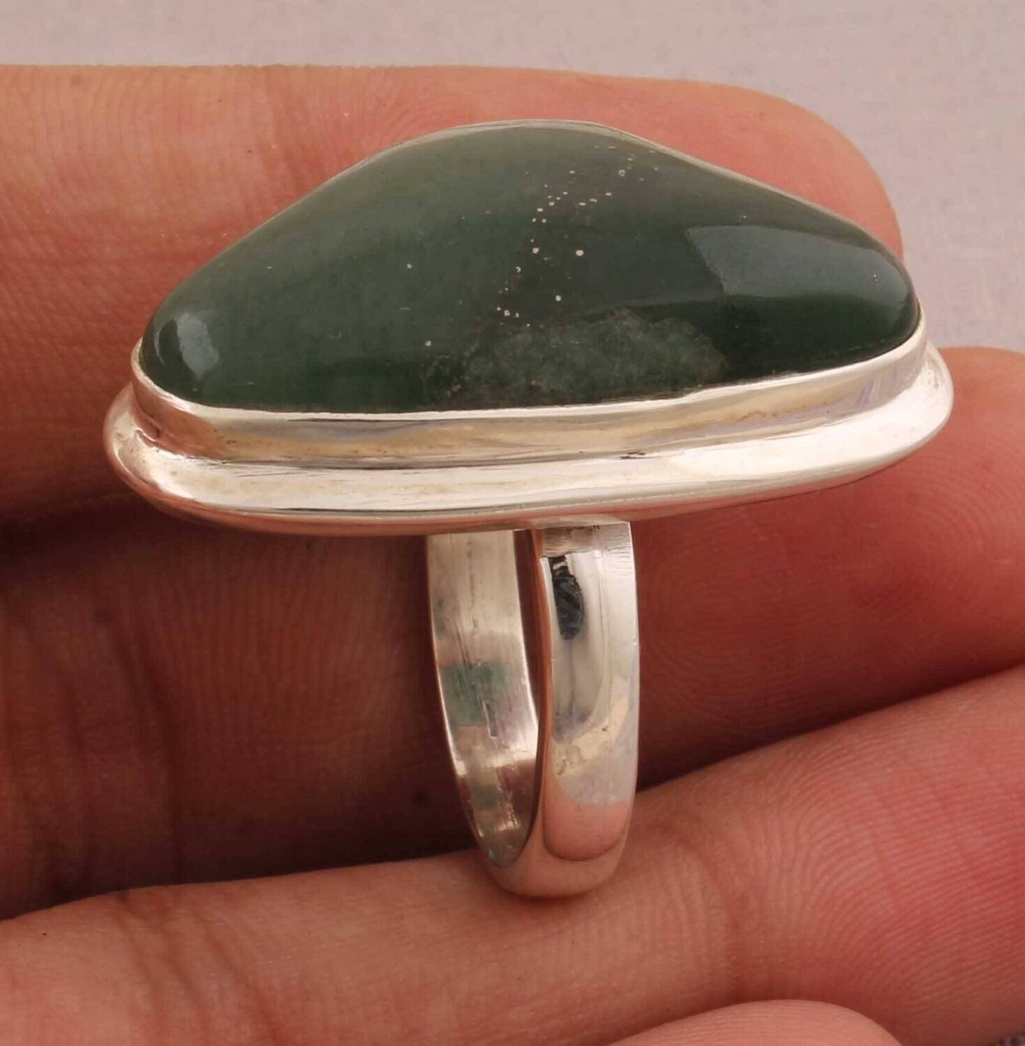 Beautiful Aventurine Gemstone Ring, 925 Sterling Silver Triangle Shape Gemstone Ring, Handmade Stone Ring, Women Jewelry, Anniversary Gift