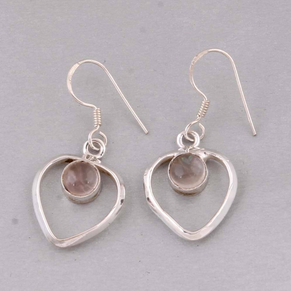 Heart Shape Earring Gift For You Solid 925-Sterling Silver Earring With Golden Rutail Gemstone Earring Cabochon Stone Boho EarringCyber2021