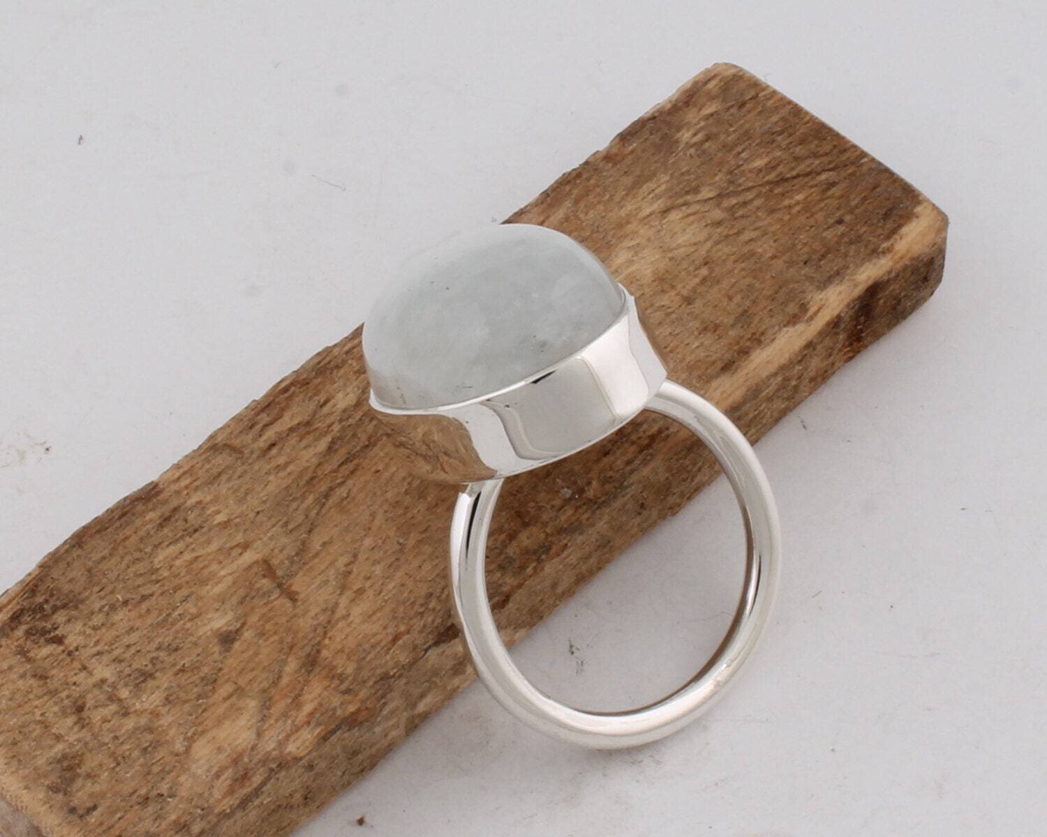 Handmade Ring Silver,Solid Ring 925-Silver Sterling Ring Natural Rainbow Moonstone Top Quality Gemstone Ring Blue Fire Stone And Silver Ring
