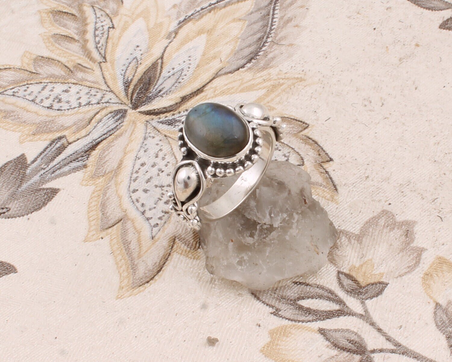 Labradorite AAA+Quality Gemstone Ring Cabochon Fire Stone Boho Ring 925-Adjustable Silver Ring,Ring Finger Ring ETSY CYBER-2021Cyber2021