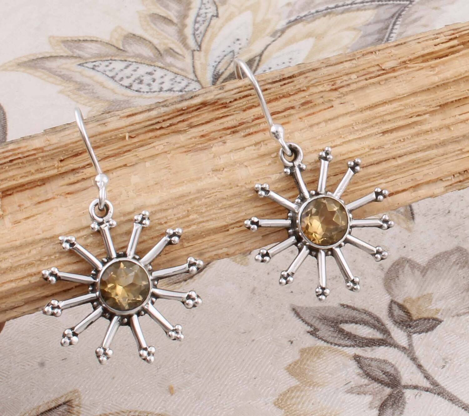 Natural Citrine Top Quality Gemstone Handcrafted Earring Cut Stone Boho Earring 925-Antique Silver Earring Etsy Cyber Valentine's Day Gift
