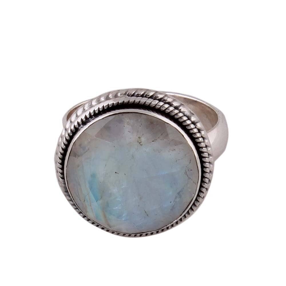 Ring Finger Ring With Natural Rainbow Moonstone AAA+Quality Gemstone Ring Blue Fire Stone Boho Ring 925-Sterling Solid Silver RingCyber2021