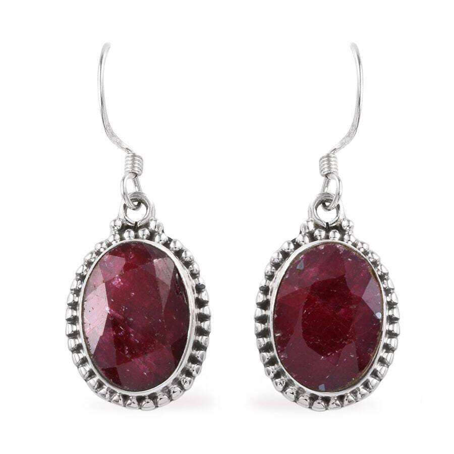 Gift For You ! 925-Sterling Solid Silver Earring With Natural Red Garnet Gemstone Earring Cut & Transparency Stone Boho Earring Handmade