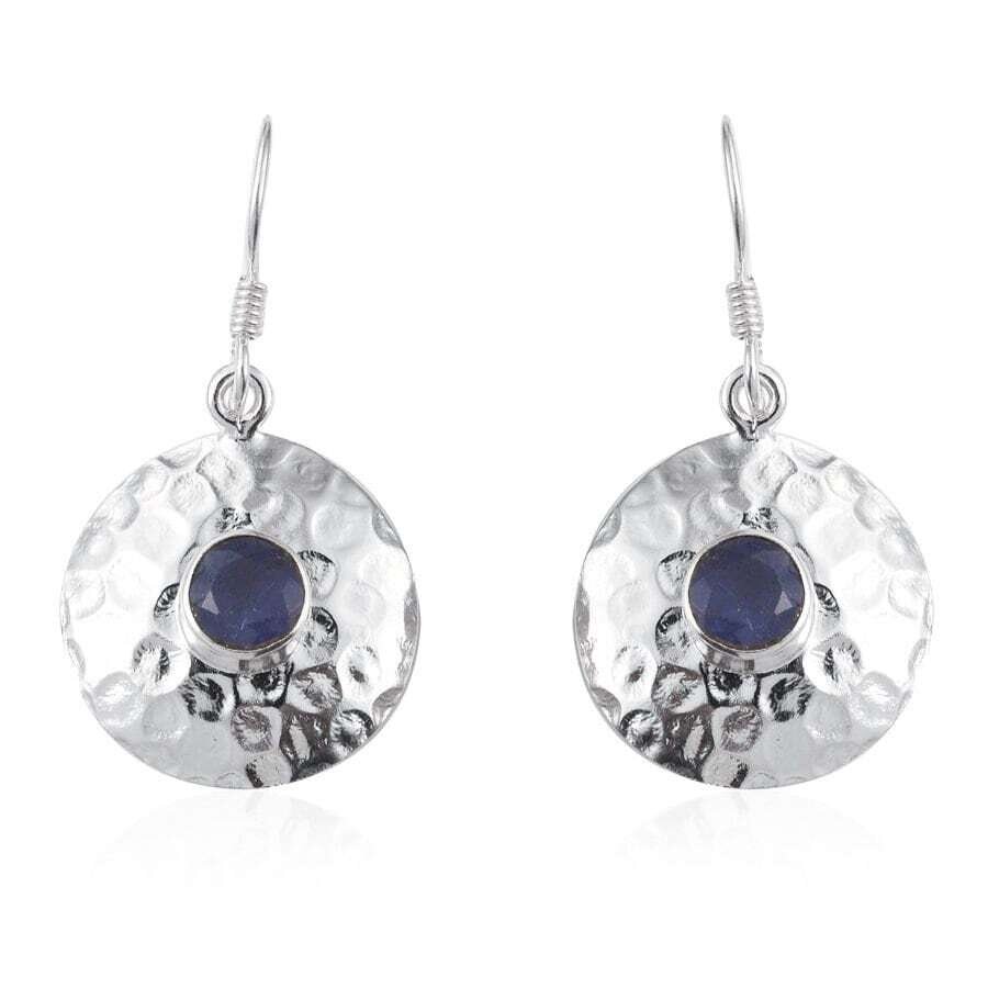 Round Shape Earring 925-Sterling Solid Silver Earring Natural Blue Topaz Gemstone Earring Handcrafted ,Charm With Boho Earring L# -283699-E