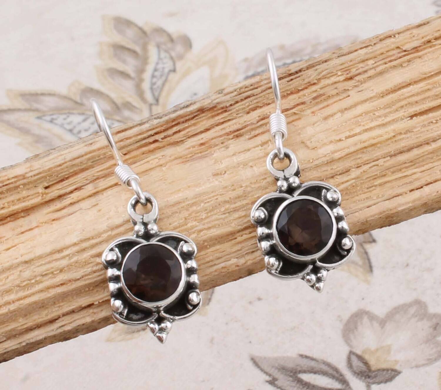 Smokey Solid Sterling Silver Top Quality Gemstone Handcrafted Earring Cut Stone Boho Earring 925-Antique Silver Earring Etsy Cyber Week Sale