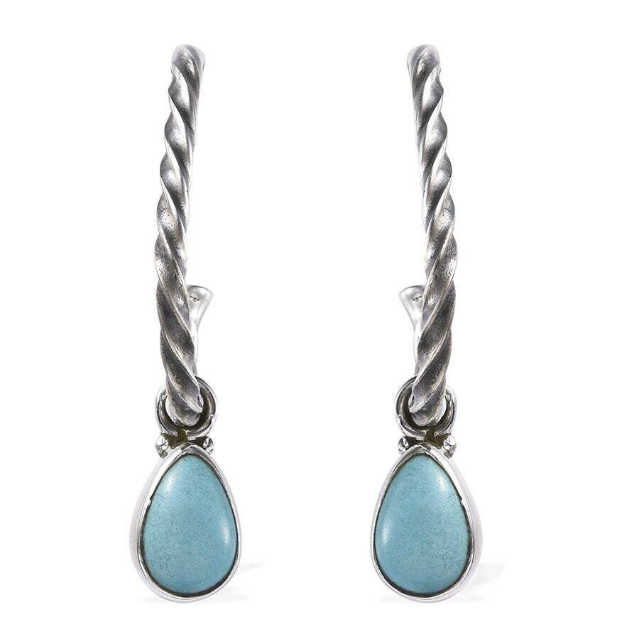 Gift For You ! Solid 925-Sterling Solid Silver Earring With Larimar Gemstone Handcrafted Earring Antique Silver Earring Etsy Cyber-2021