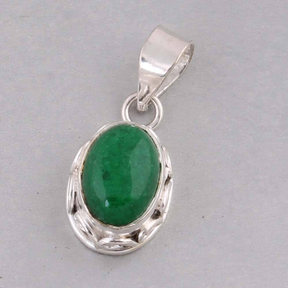 Gift For You ! Solid 925- Sterling Silver Ring With Natural Green Jade Gemstone Handcrafted Pendant Cabochon Stone Boho Pendant Gift