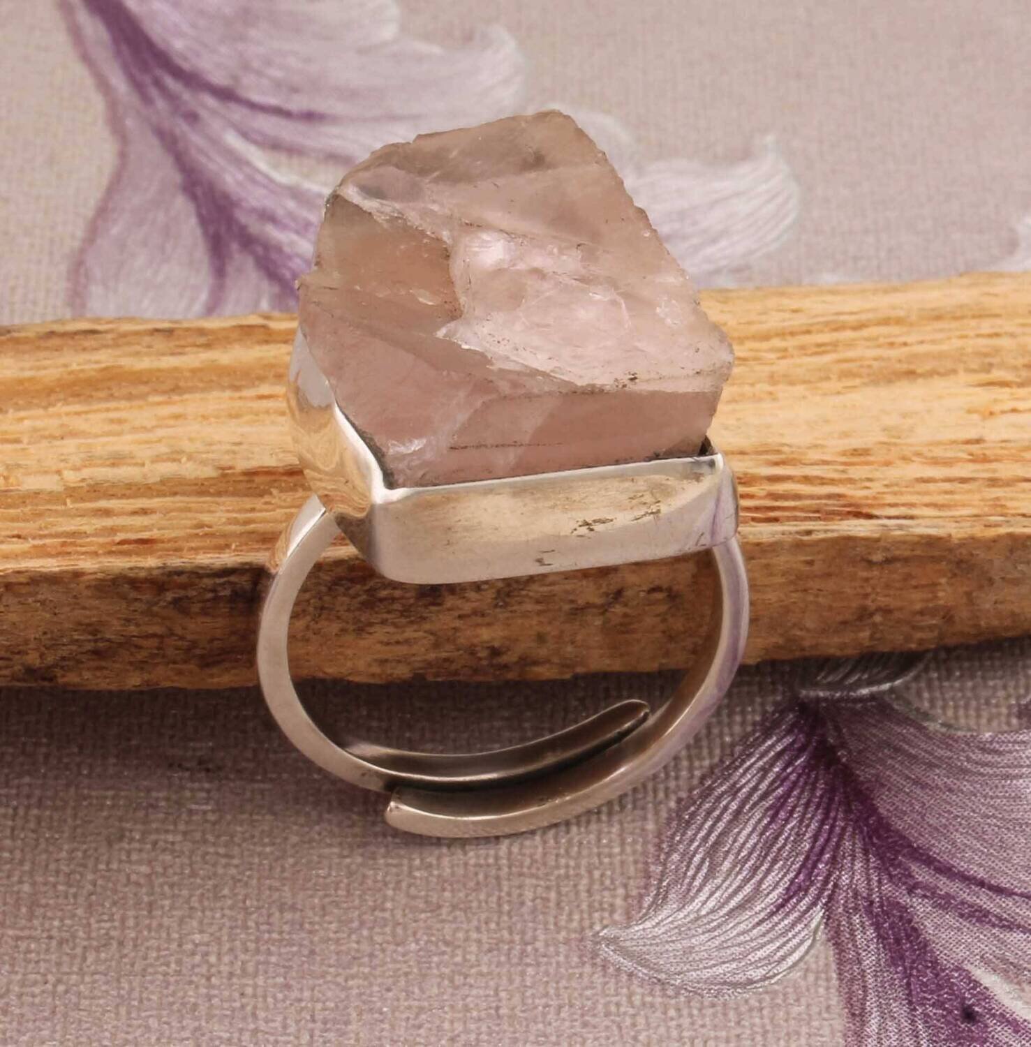 Top Quality Rose Quartz  Raw Ring 925-Antique Silver Ring,Boho Ring,Middle Finger Ring,Sterling Silver Rough Stone Ring One-Of-Kind-Pies