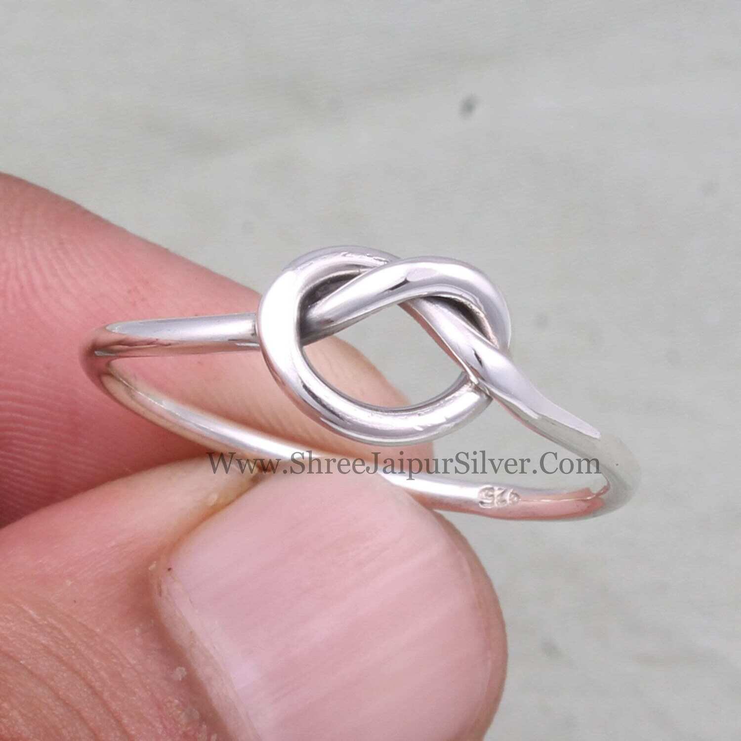 Knot Love Heart Solid 925 Sterling Silver Ring For Women, Handmade Knot Dainty Midi Stacking Minimalist Ring Gift For Her Promise Friendship