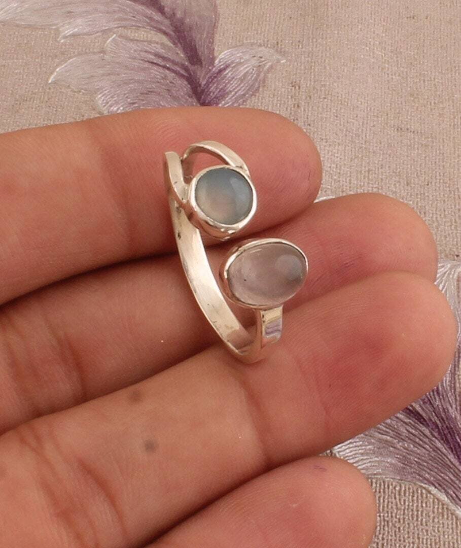 AAA+Quality Onyx+Rose Quartz Gemstone Handcrafted Ring Cabochon Stone Boho Ring 925-Antique Silver Ring,Index Finger Ring Etsy Cyber-2021
