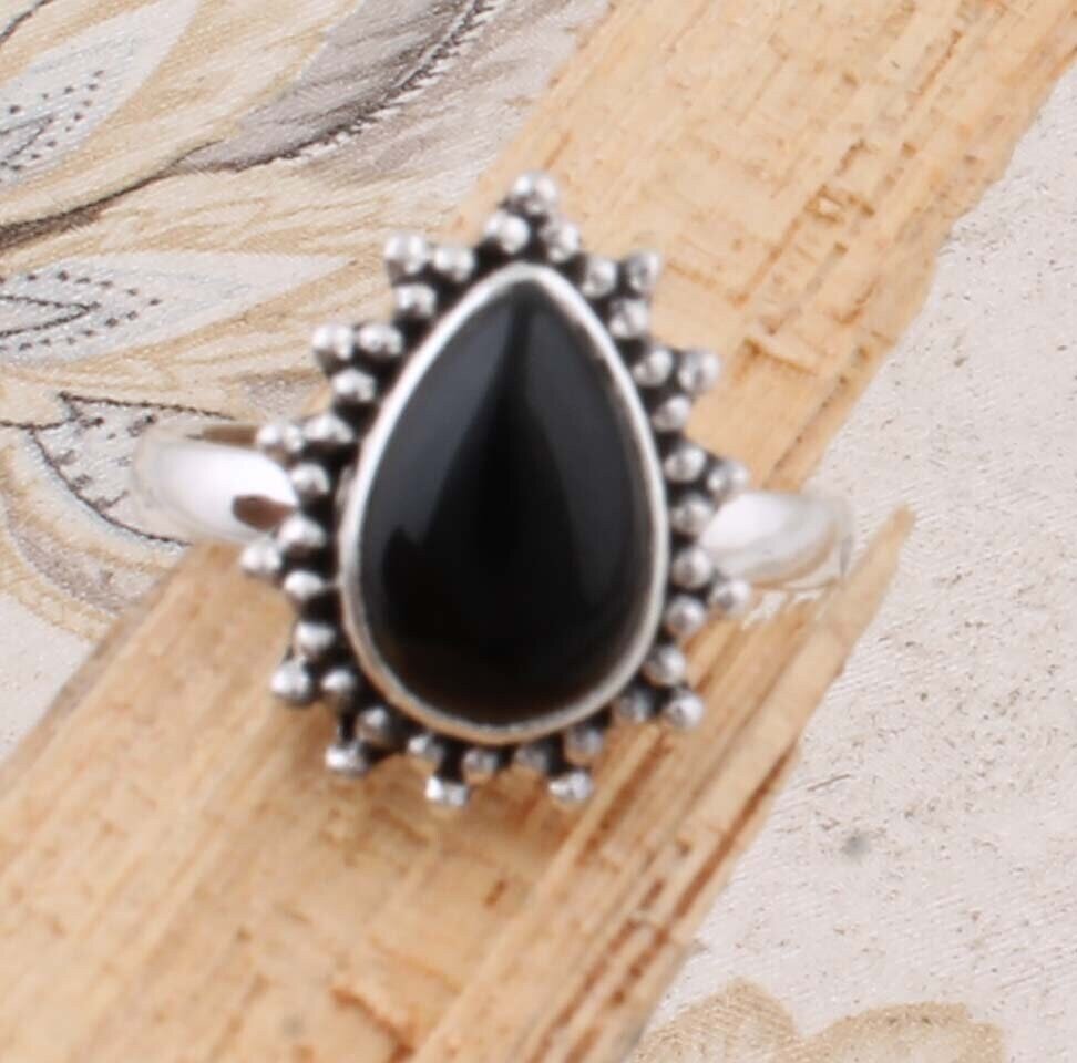 Black Onyx Top Quality Gemstone Ring Cabochon,Pear Stone Boho Ring 925-Antique Silver Ring Ring Finger Ring Etsy Cyber-2021 Lucifer