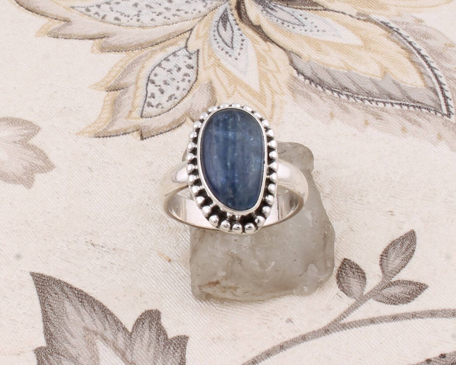 Gift For You ! Solid 925- Sterling Silver Ring With Natural kyanite Gemstone Handcrafted Ring Top Rare Stone Boho Ring Middle Finger Ring