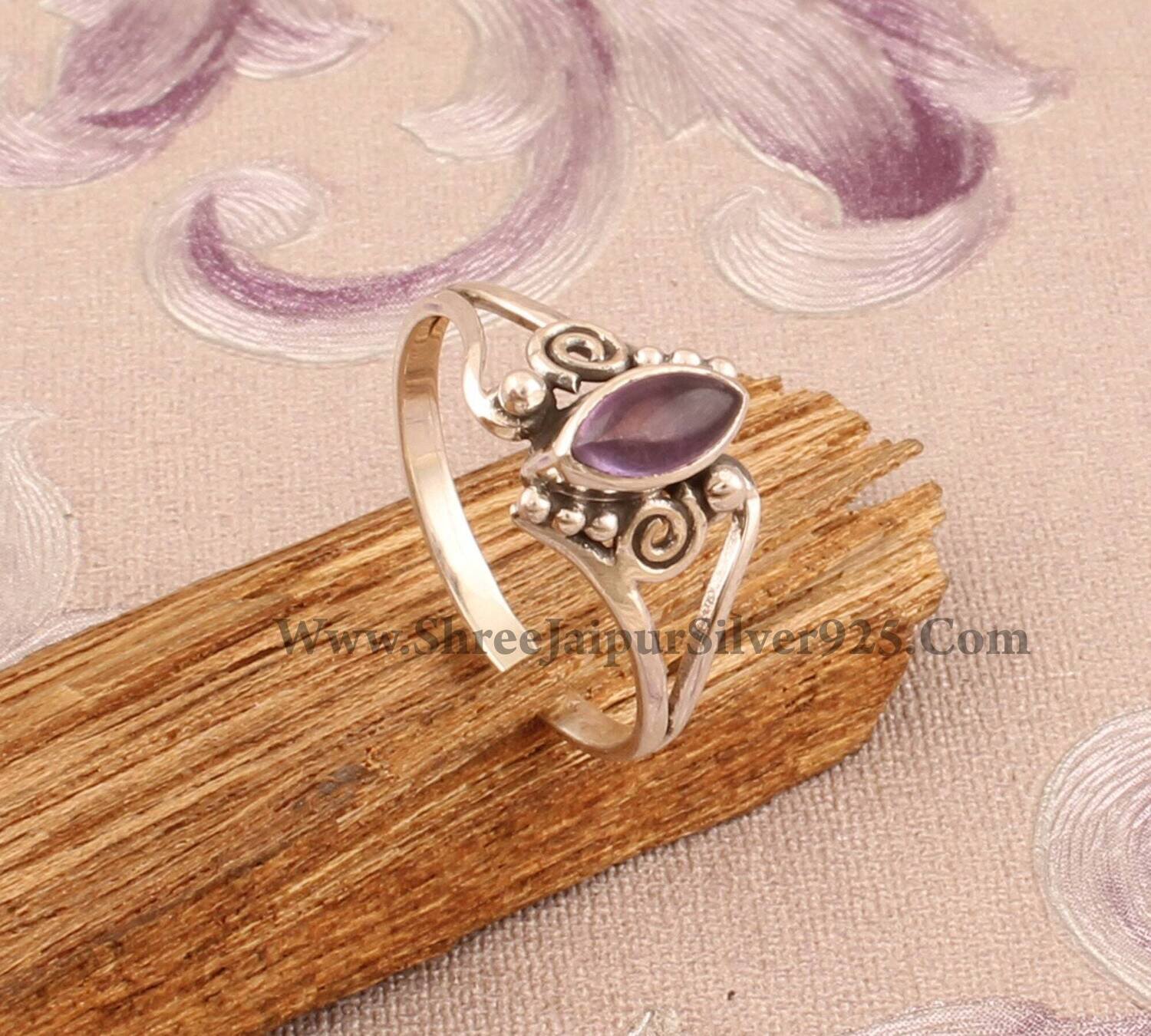 Natural Amethyst Top Quality Gemstone Ring,February Birth Stone Ring 925-Sterling Silver Ring,Beautiful Ring,Girls Ring Finger Ring