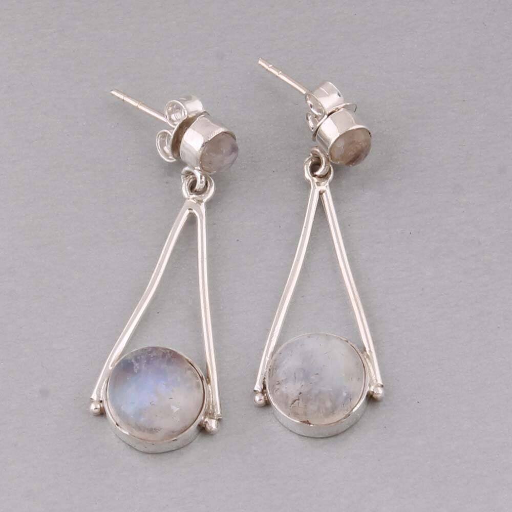 Rainbow Moonstone Earrings - Tiny Earrings - October Birthstone Earrings - Moonstone Jewelry - white Stone EarringsCyber2021Birthstone