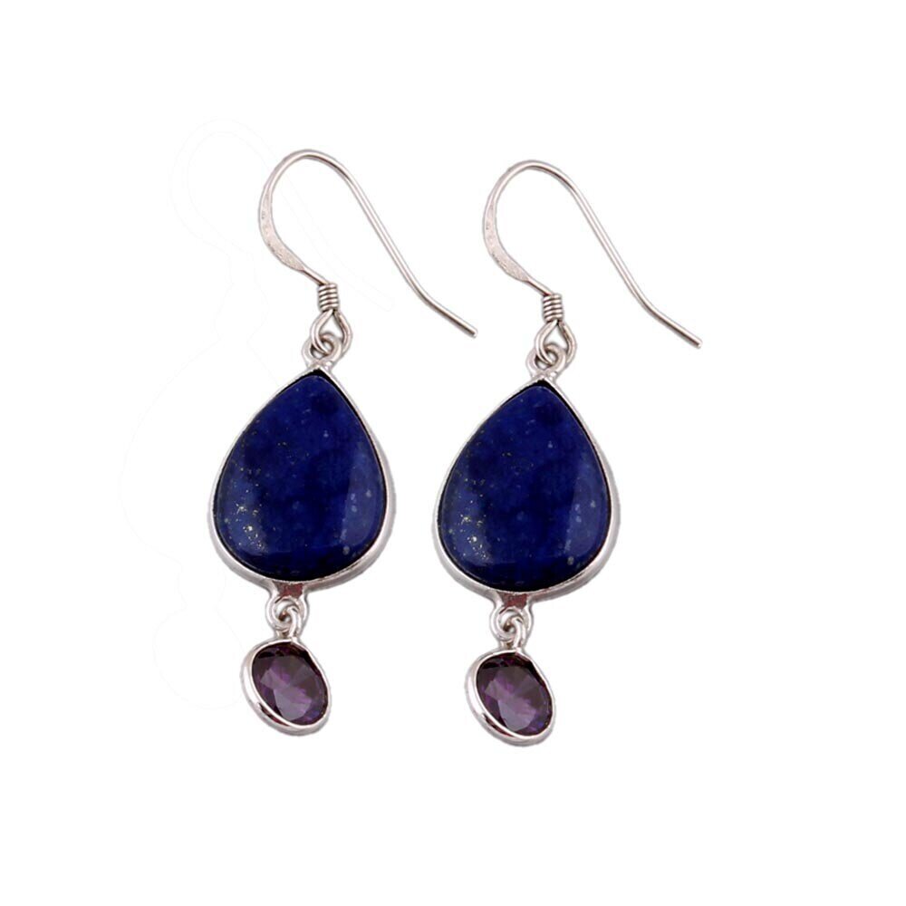 sterling silver Earring with lapies,amethyst gemstone Antique Silver ETSYCYBER2021Cyber2021Bestseller2021EtsyBirthstone