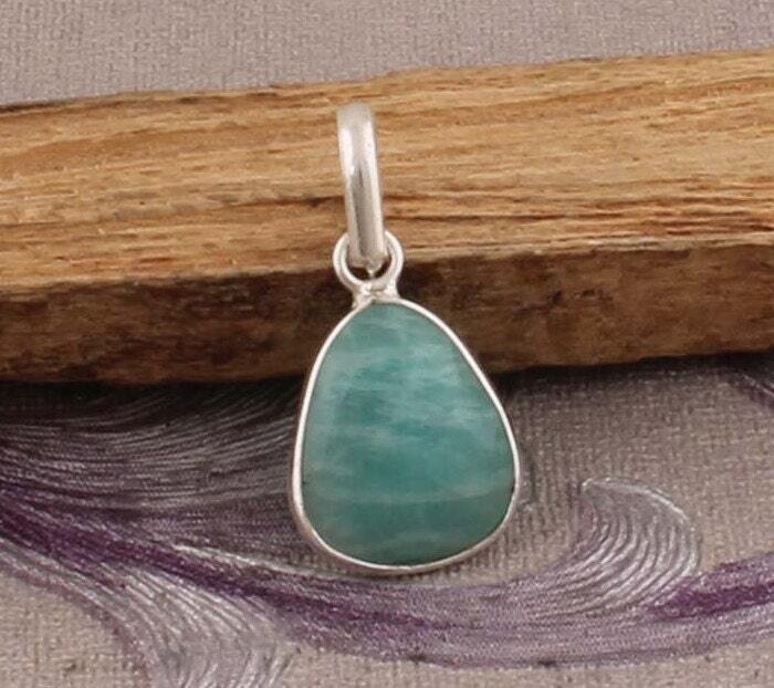 Beautiful Amazonite Top Quality Gemstone Pendant 925-Sterling Silver Pendant,Antique Silver Pendant,Small Size Pendant, Girls Pendant