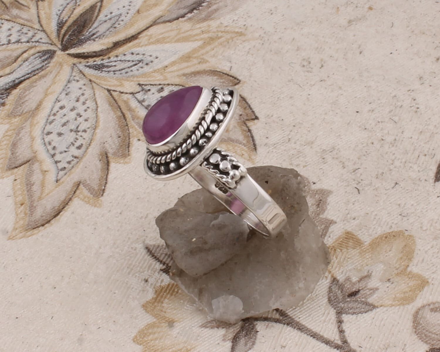 Purple Jade  AAA+Quality Gemstone Ring Cabochon Pear Stone Boho Ring 925-Adjustable Silver Ring,Ring Finger Ring ETSY CYBER-2021 L#-282475-R