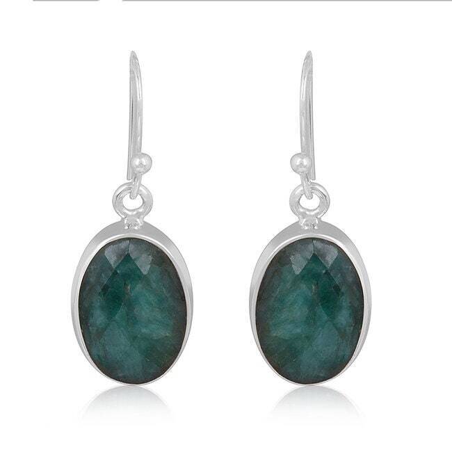 Boho Earring With Natural Emerald Gemstone Earring Cut,Opaque Stone Handcrafted Earring 925-Sterling Solid Silver Earring L#-28452-E