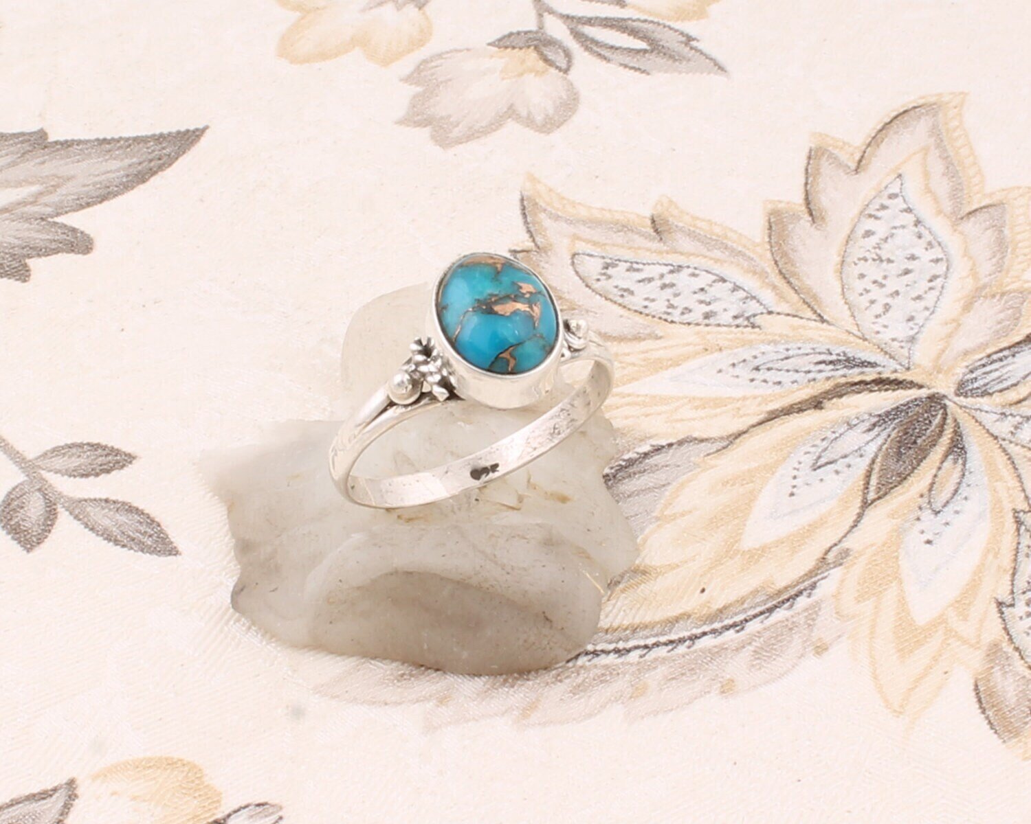 Simple Oval Shape Ring With Turquoise Top Quality Gemstone Handcrafted Ring Cabochon Stone Boho Ring Little Finger RingBestseller2021Etsy