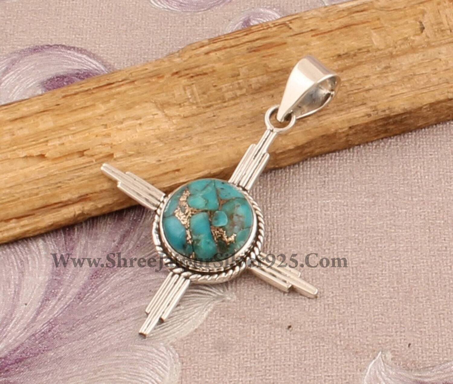 Solid 925-Sterling Silver Pendant With Turquoise Gemstone Pendant Handcrafted With Charm Pendant Boho Christmas Gift !Bestseller2021Etsy