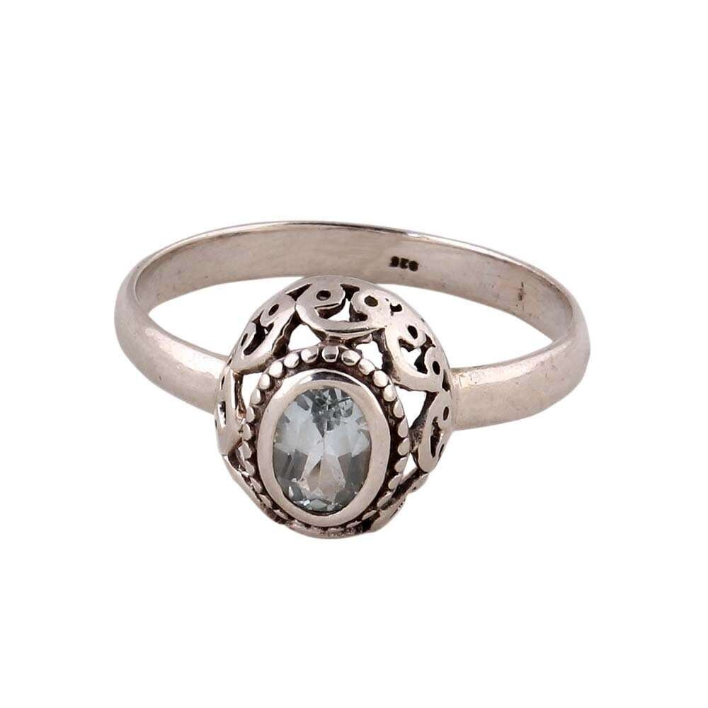 Silver Ring 925 Sterling Silver Ring With Blue Topaz Gemstone Antique Silver ETSYCYBER2021Cyber2021Bestseller2021EtsyBirthstone