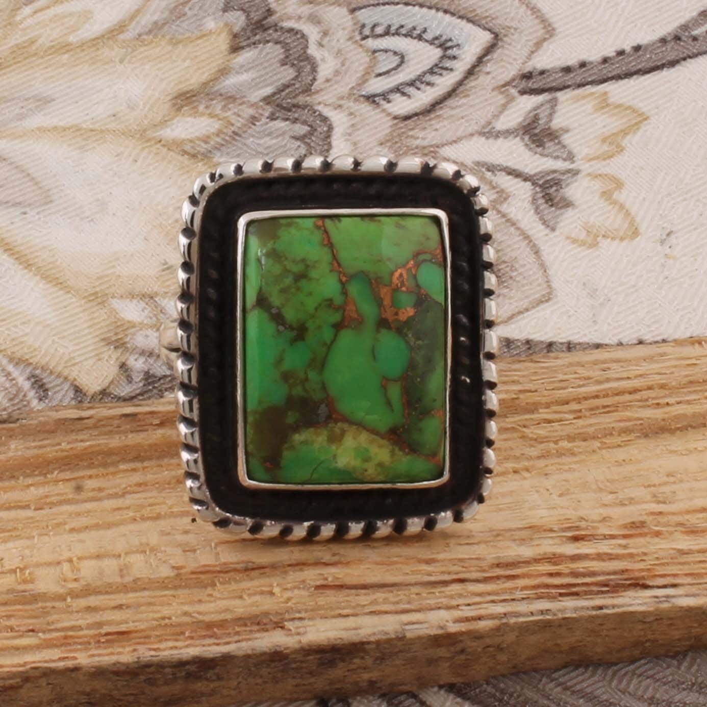 Composite Turquoise Stabilized Turquise Ring,Middle Finger Ring 925-Sterling Silver Ring,Antique Silver Ring,Engagement RingBirthstone