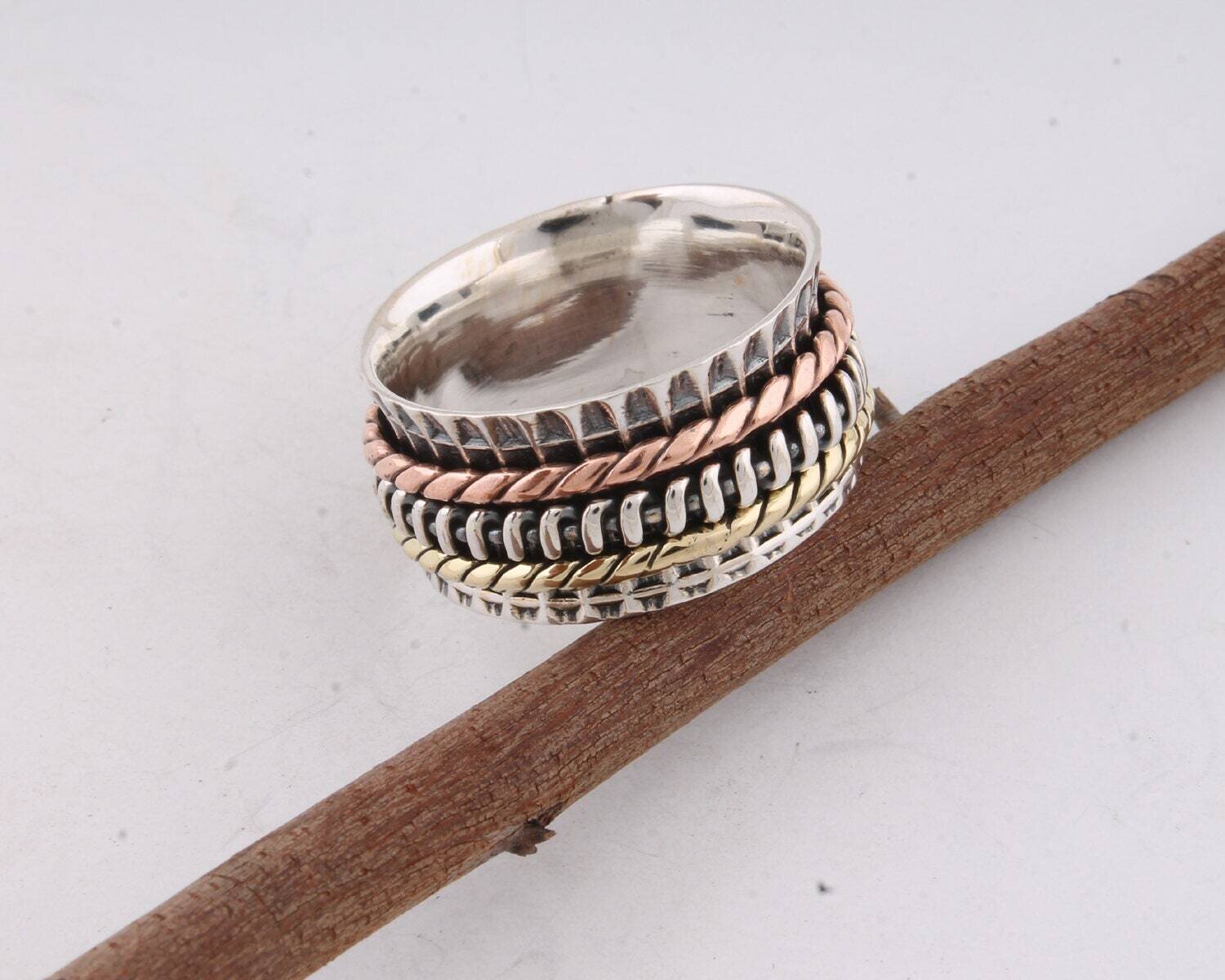 Big Size 925 Sterling Silver Ring (SPINNER RING)- -Meditation Ring- Silver Spinner Ring-925 Sterling Silver thumb Ring-Silver Band Ring