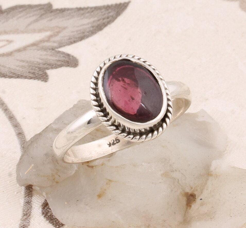 925 Sterling Silver Garnet RingBirthstone