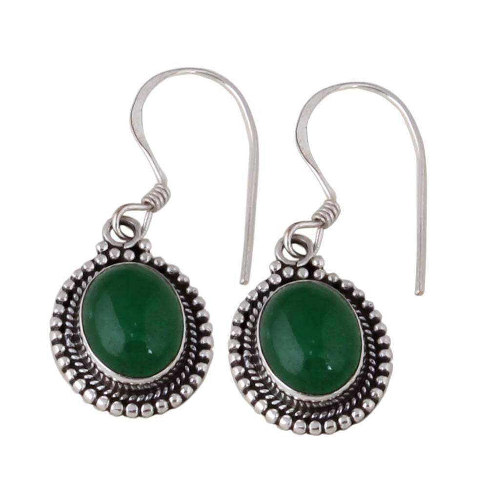 925-Sterling Solid Silver Earring With Natural Green Jade Gemstone Handcrafted  Earring Cabochon Stone Boho Earring Gift For YouBirthstone