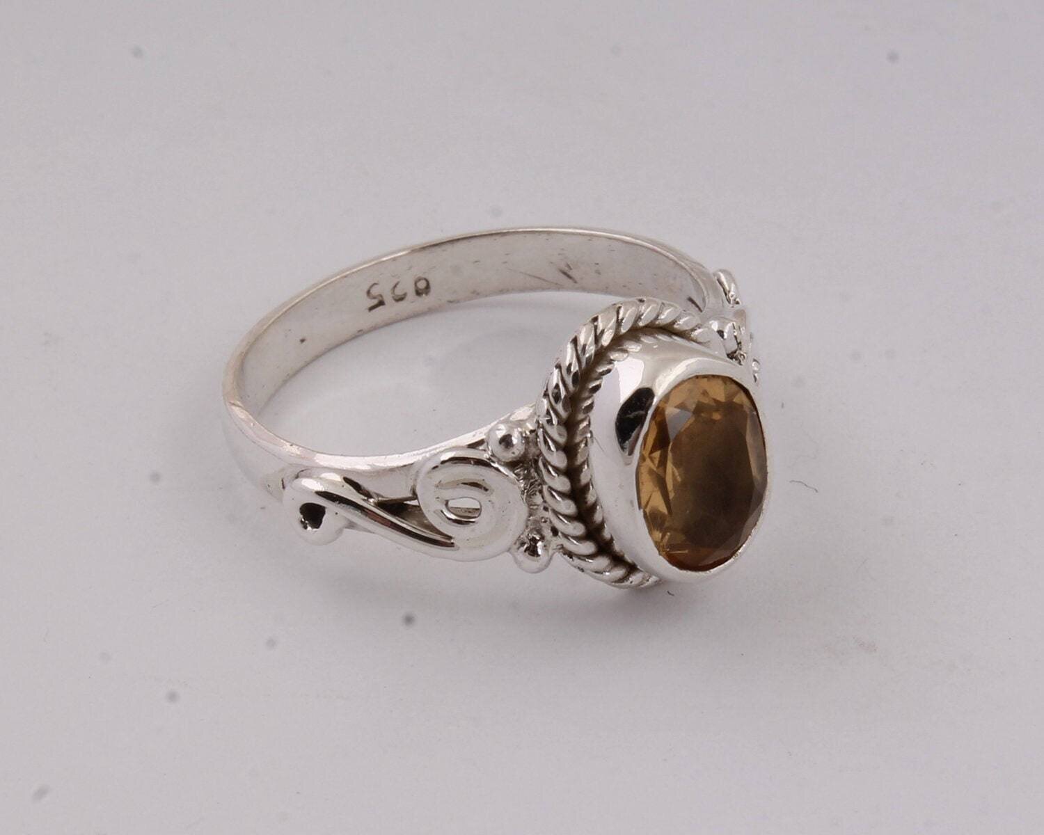 Citrine silver ring,solid silver ring, stone ring, 92.5 sterling silver, gemstone Silver Ring Antique Silver ETSYCYBER2021Cyber2021
