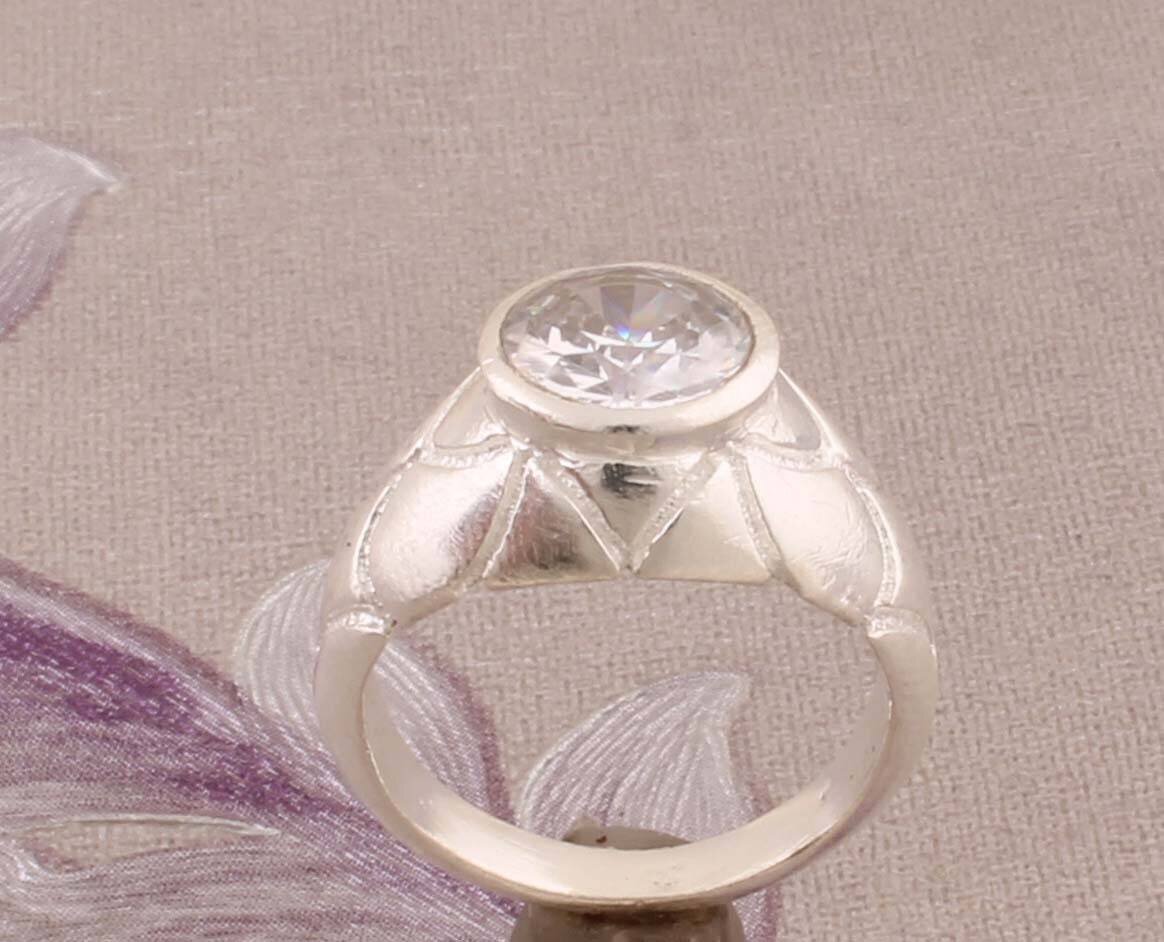 Beautiful Amazing White Zircon Gemstone Ring 925-Sterling Silver Ring,Ring Finger Ring,Antique Silver Ring Anniversary Gift Item Ring,
