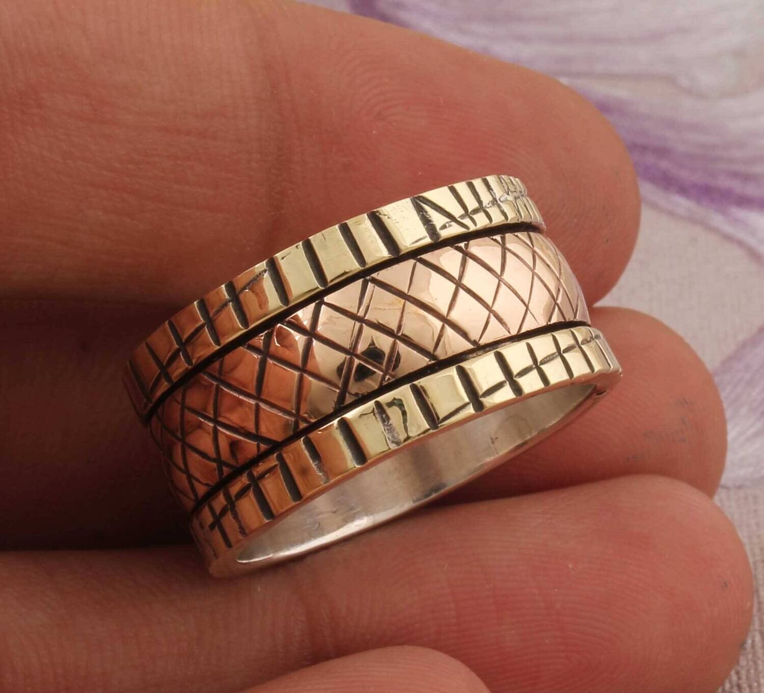 Brass Ring Thumb Ring,Band Ring Gift Item Spinner Ring,Brass With Copper Ring,Boho Ring Handmade RingCyber2021Bestseller2021EtsyBirthstone