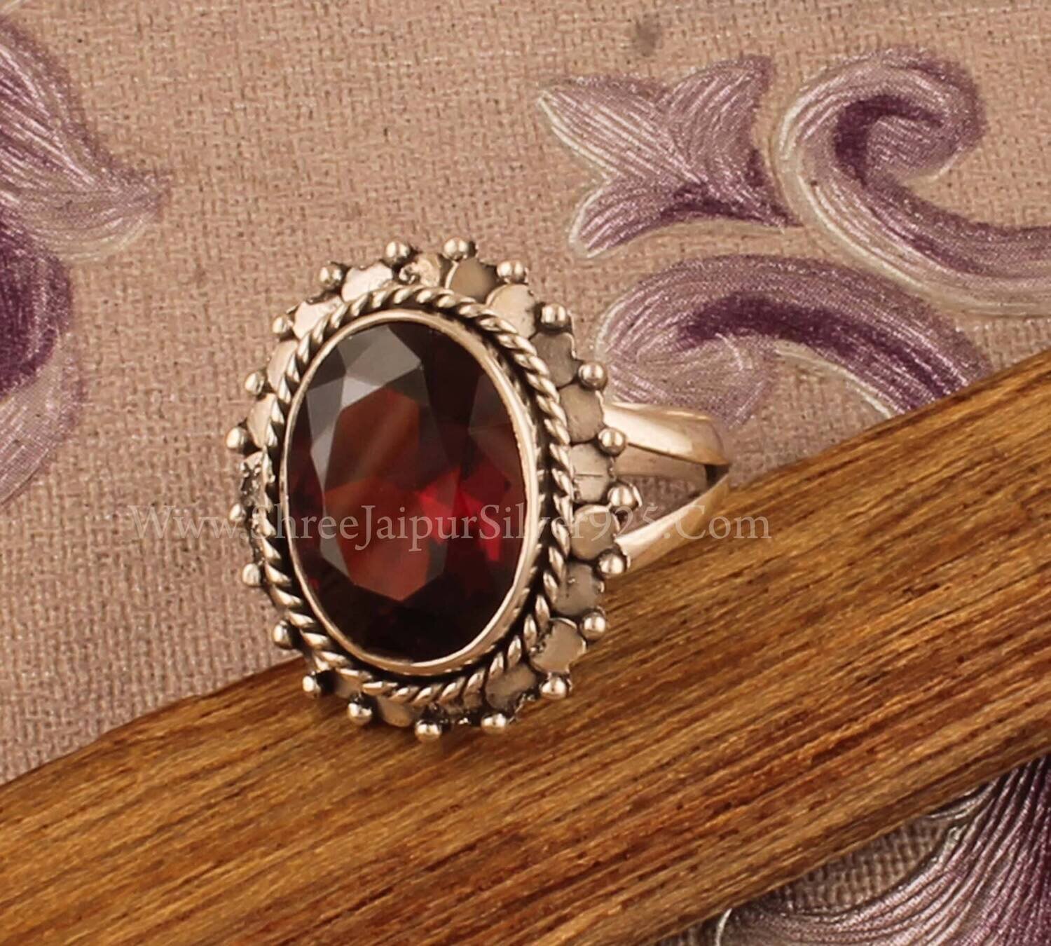 Red Cubic Zirconia Solid 925 Sterling Silver Ring For Women, Handmade Zircon Designer Bridesmaid Ring For Wedding Anniversary Gift Idea