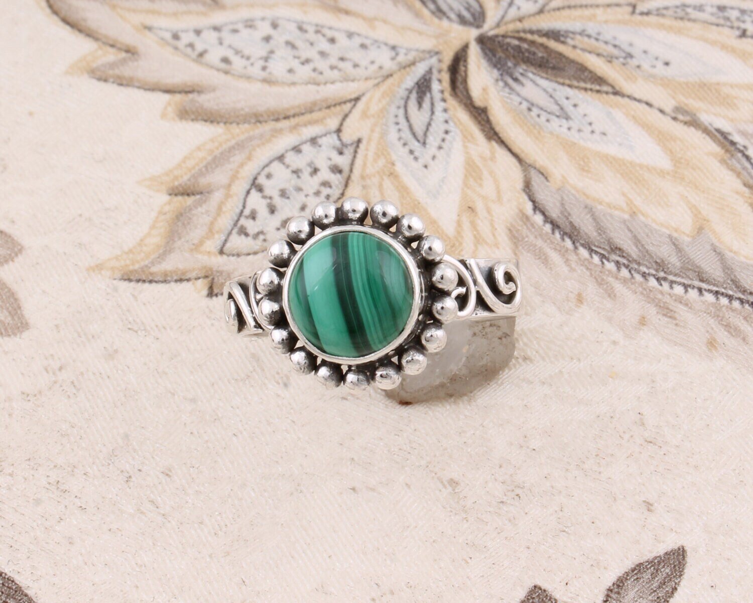 Natural Amazing Malachite AAA+Quality Gemstone Handcrafted Ring Top Rare Stone Boho Ring 925-Antique Silver Middle Finger Ring L#-282950-R