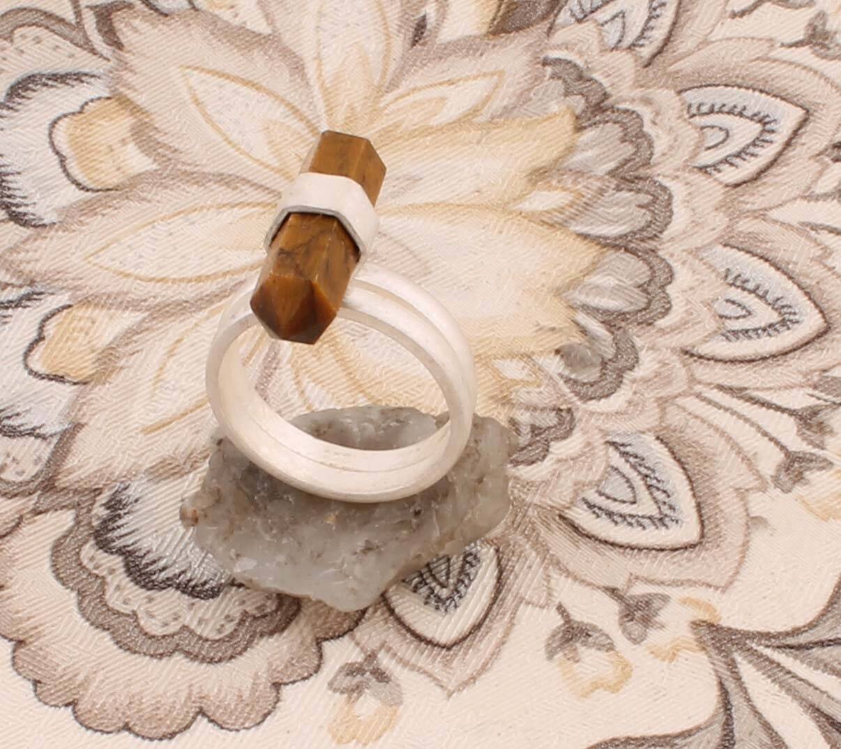Amazing Tiger-Eye pencil Gemstone Ring 925-Antique Silver Ring,Middle Finger Ring,Fashion Item Jewelry,Sterling Silver Ring One Of Kind