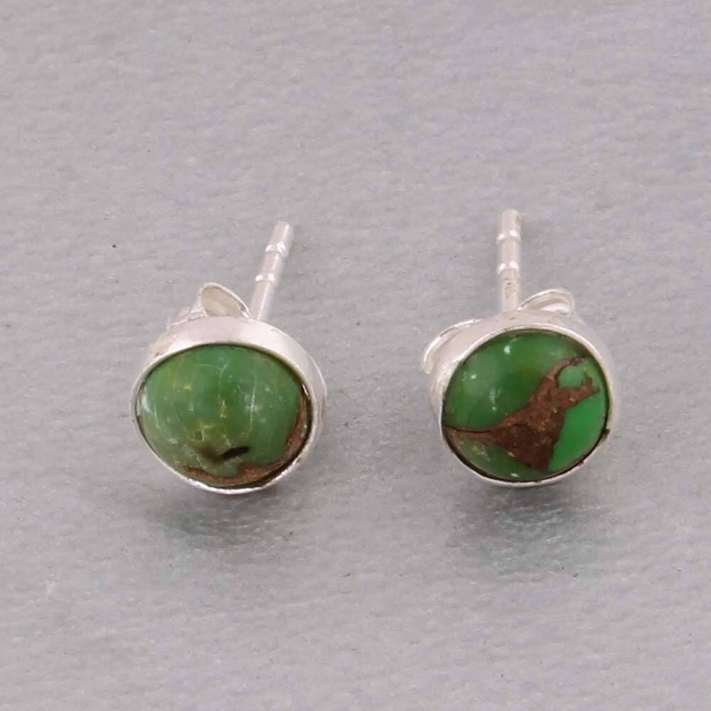 Composite Green Copper Turquoise 925 Sterling Silver Earrings, Handmade Designer jewelry Gifts For Idea, Anniversary Gifts For Her,