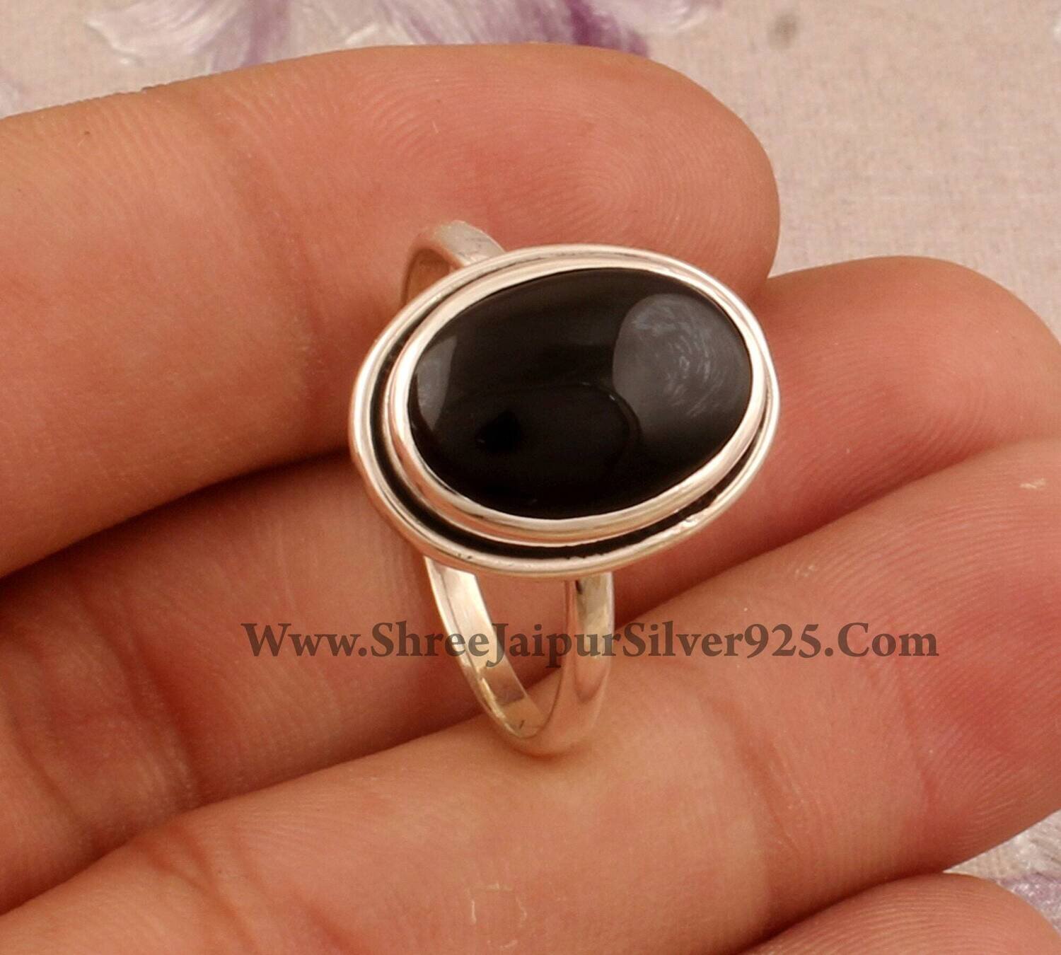 Black Onyx Oval Gemstone Solid 925 Sterling Silver Ring For Women, Handmade Onyx Silver Ring For Bridesmaid, Onyx Jewelry Gift Idea Wedding