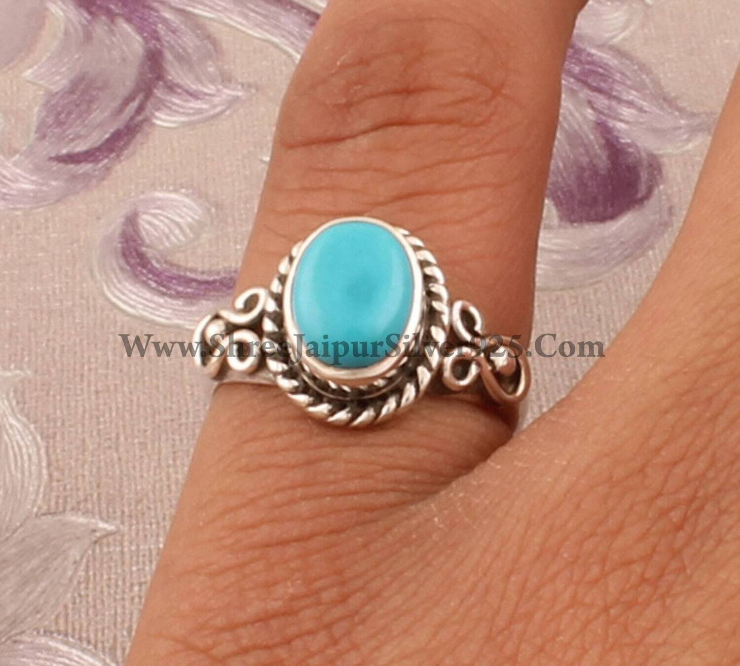 Turquoise Oval Gemstone 925 Sterling Silver Ring, Designer Handmade Solid Silver Ring, Women Wedding Jewelry Gemstone Turquoise Ring For Her