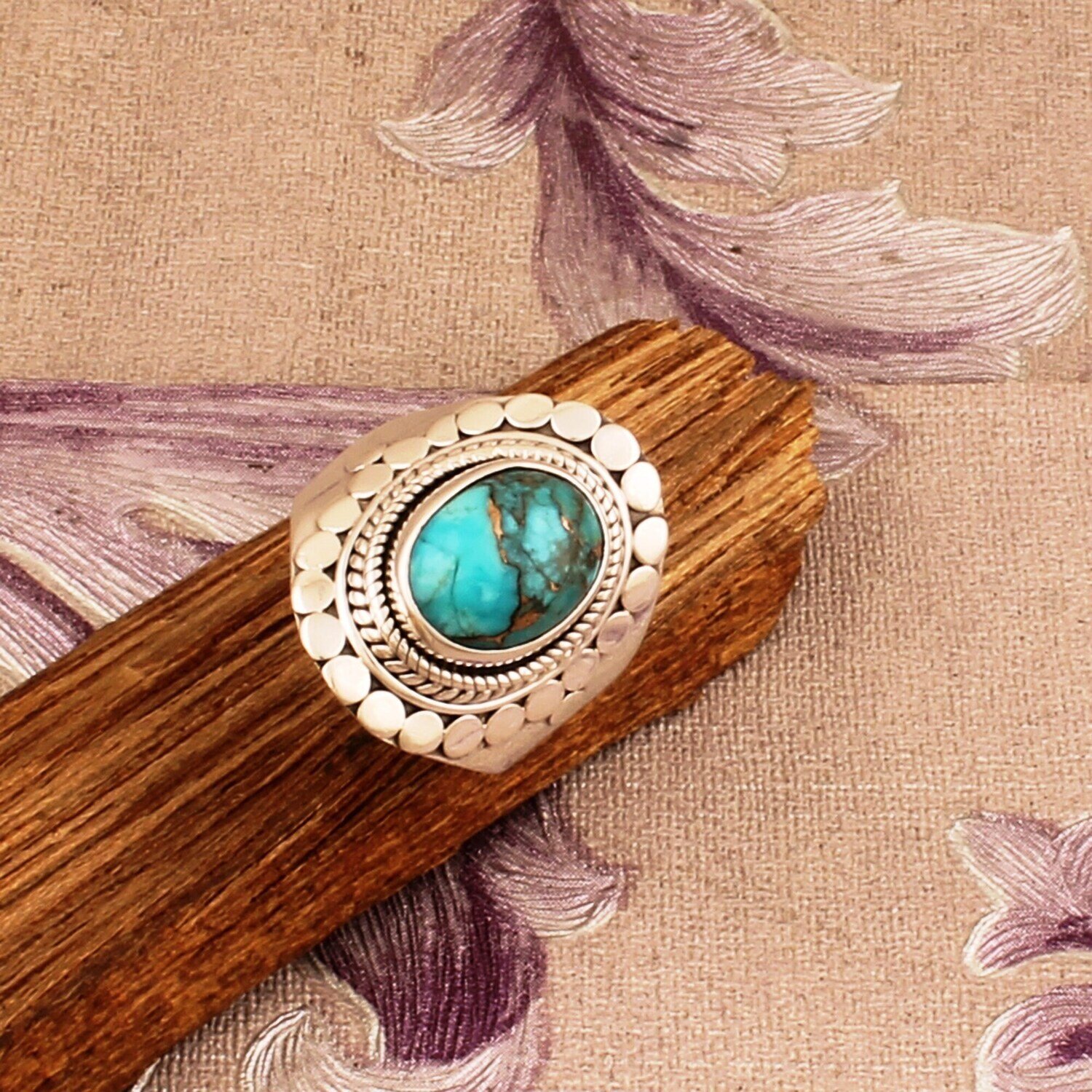 Middle Finger Ring  925-Silver Sterling Ring Composite Turquoise Gemstone Ring Charm Ring Simple &amp; Handmade Ring Antique SilverCyber2021