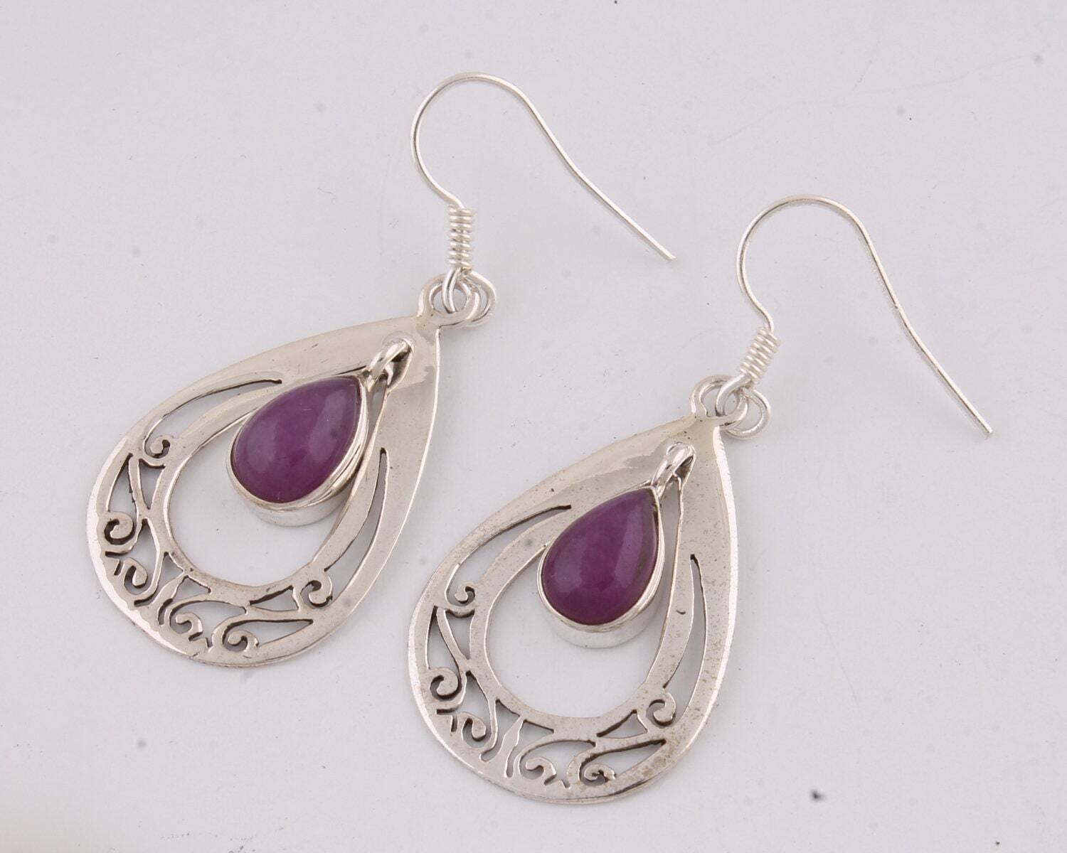 Lavender Jade Gemstone Earring Silver Solid Earring 925-Silver Sterling Earring Handmade Earring &amp; Charm EarringCyber2021.Birthstone