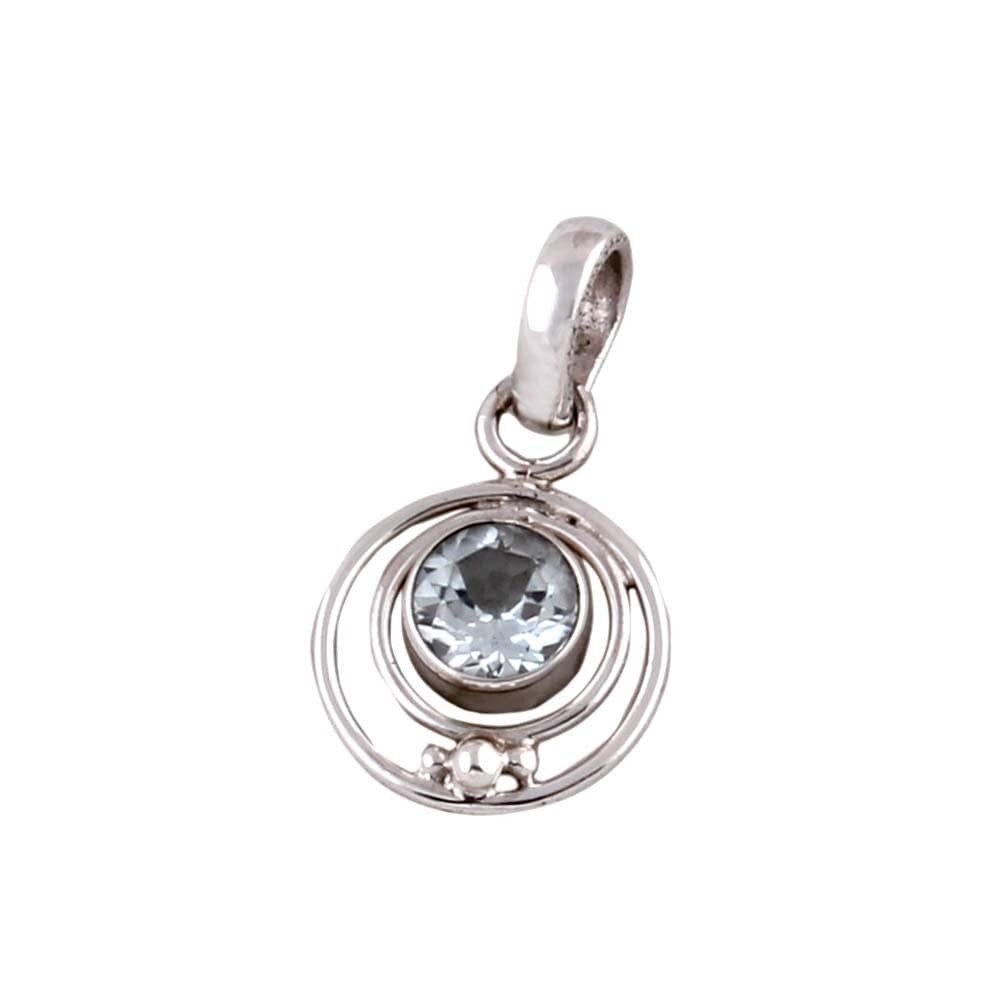 Silver,Solid Pendant 925-Silver Sterling Pendant Natural Blue Topaz Top Quality Gemstone Pendant Handmade pendant Sky Blue Color Stone