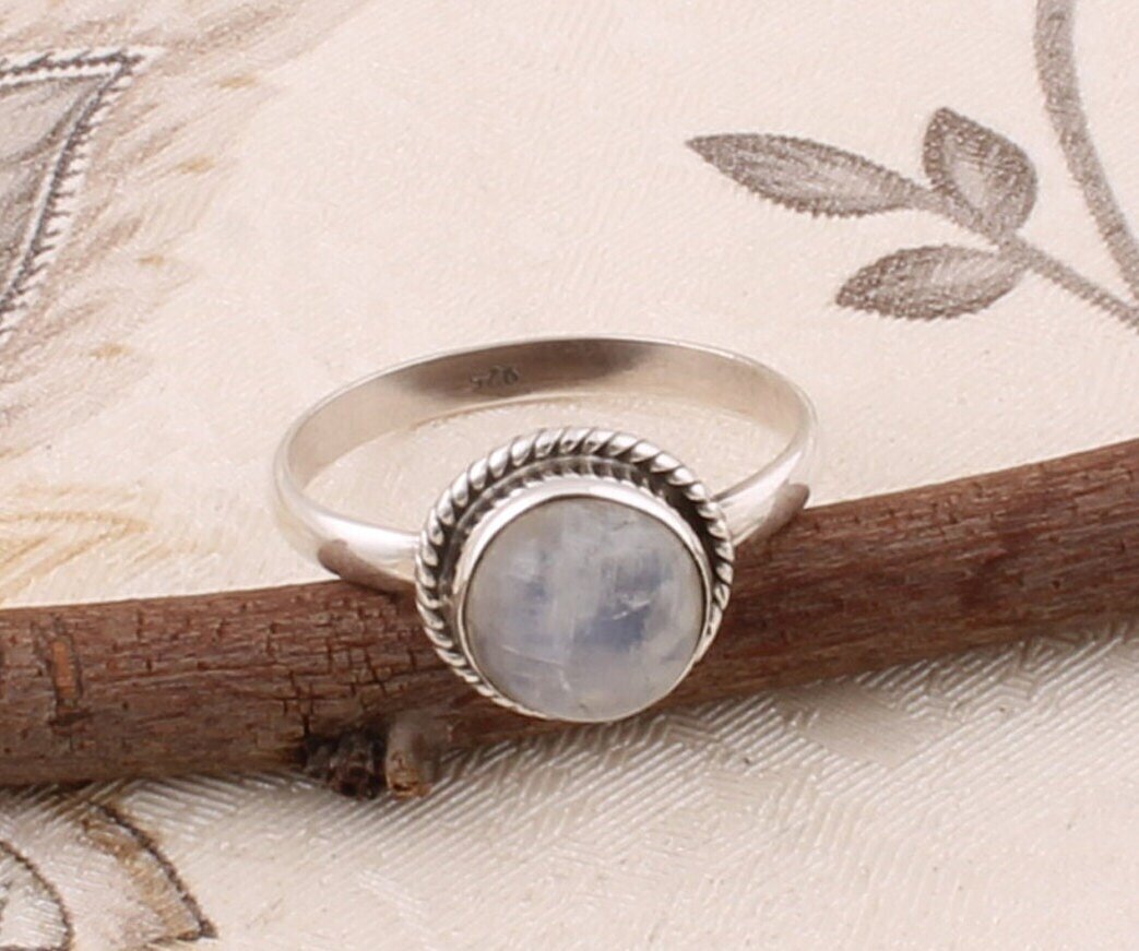 Ring Finger Ring Gift For You ! Solid 925 Sterling Silver Ring With Rainbow Moonstone AAA+Quality Gemstone Ring Handcrafted Boho Ring