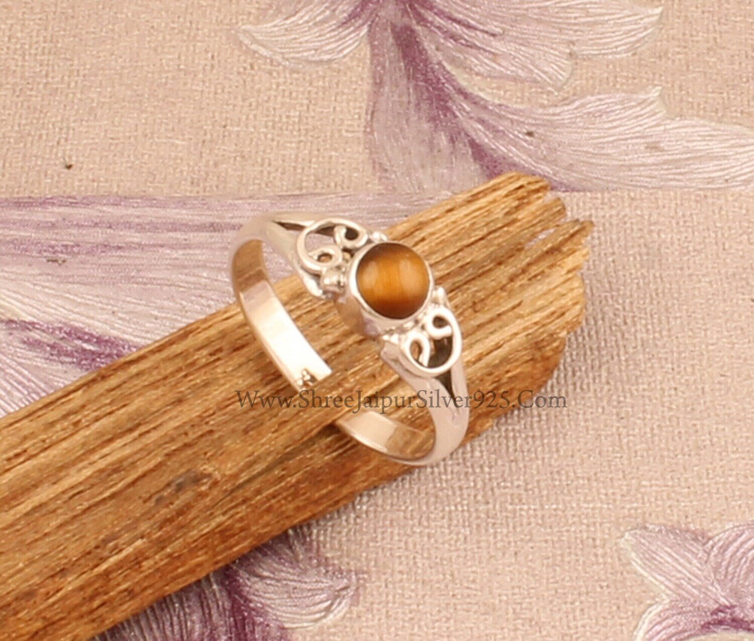 Round Tiger Eye Solid 925 Sterling Silver Ring For Women, Handmade Round Stone Dainty Vintage Design Ring For Wedding Anniversary Gift Idea