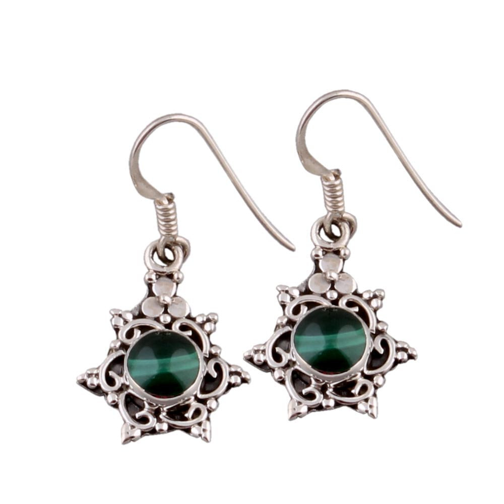 sterling silver Earring with malachite gemstone Antique Silver ETSYCYBER2018Cyber2021Bestseller2021EtsyBirthstone