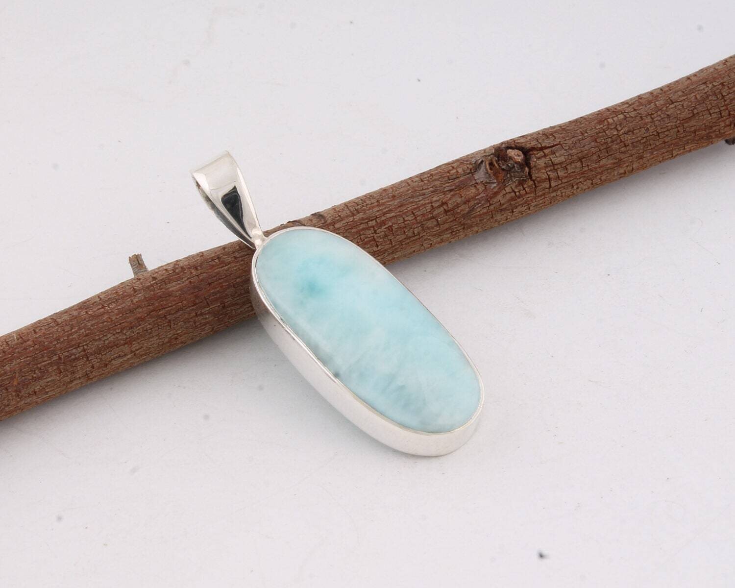 925 sterling silver larimar gemstone pendant- drop shape gemstone pendent-silver 925 pendant-drop pendant-gift pendant-handmade pendant